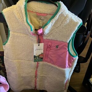 Joules Kids' Cream and Pink Fleece Vest